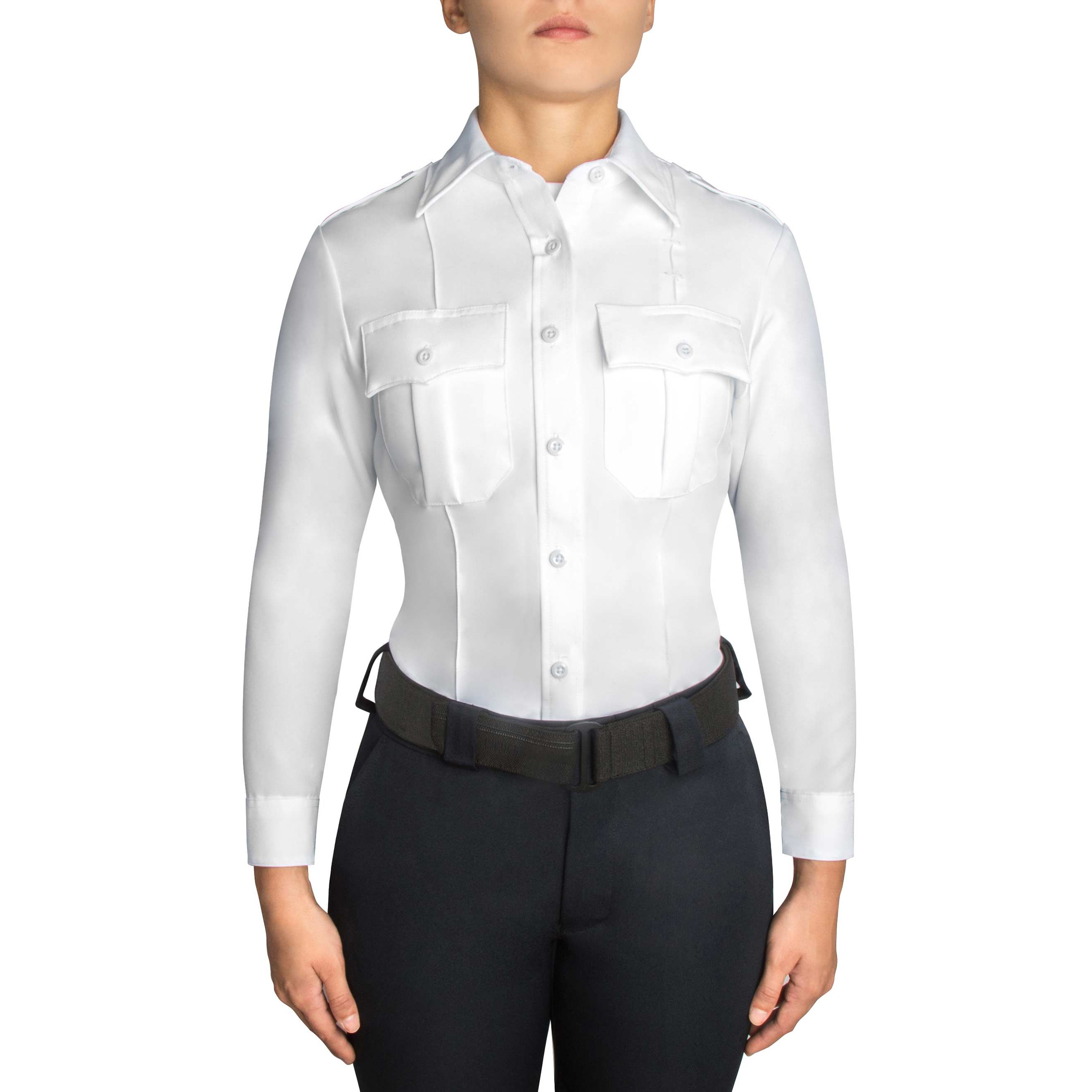 WOMEN'S LONG SLEEVE ZIPPERED POLYESTER SHIRT REG,TALL